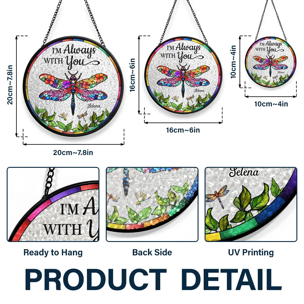 Floral Art Memorial I'm Always With You - Personalized Stained Glass Window Hanging Suncatcher - Image 3