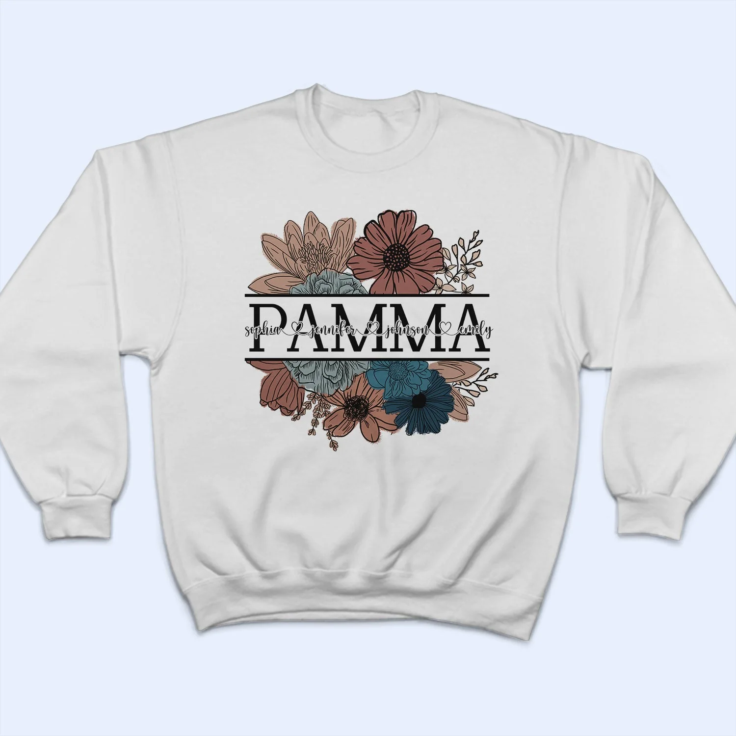 Floral Mama Nana Title - Birthday, Loving Gift For Mother, Mom, Grandma, Grandmother - Personalized T Shirt - Image 5