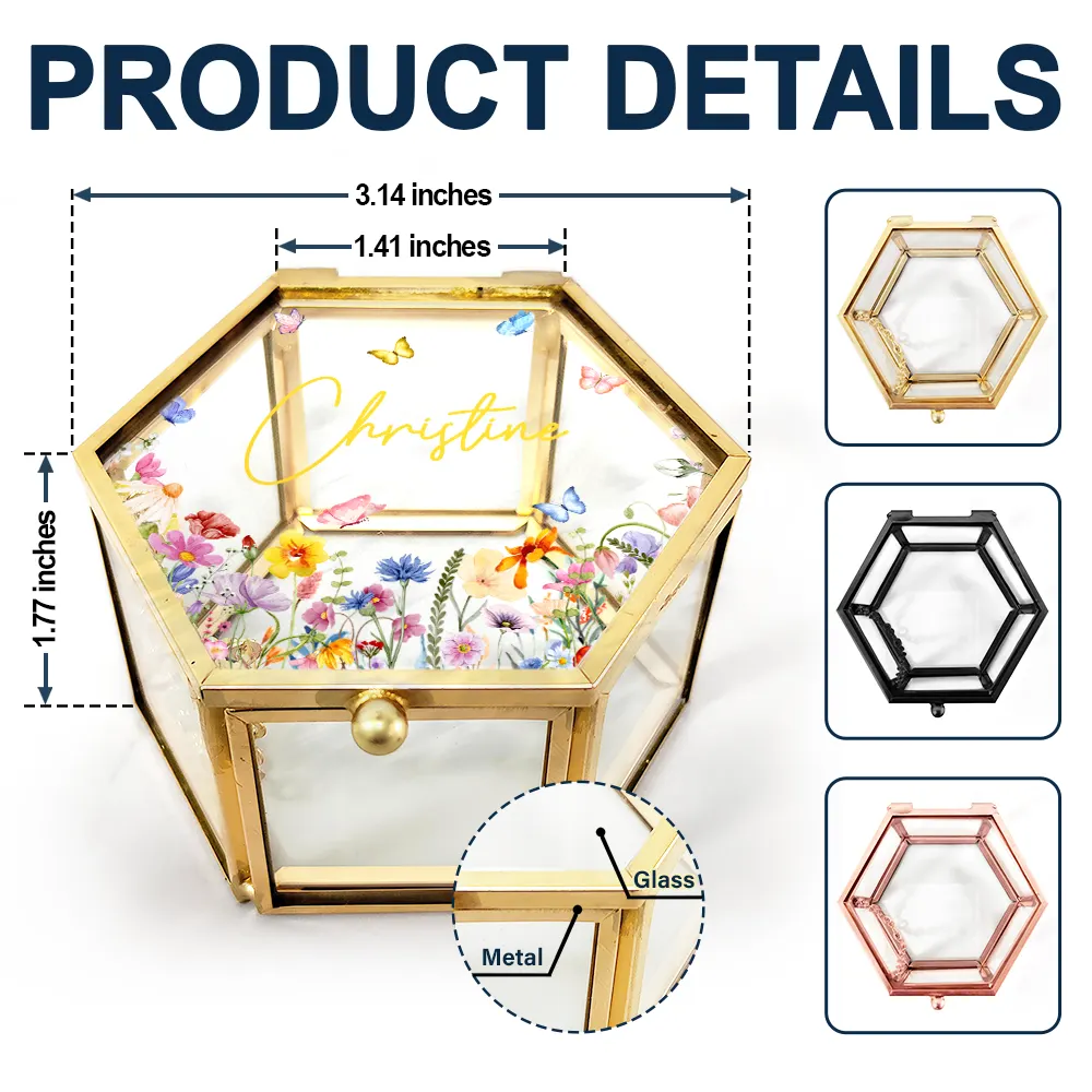 Floral Name - Personalized Glass Jewelry Box - Image 6