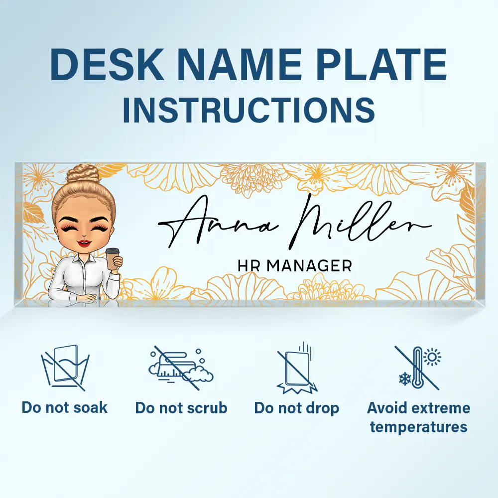 Floral Woman Man Office - Personalized Desk Name Plate - Image 6