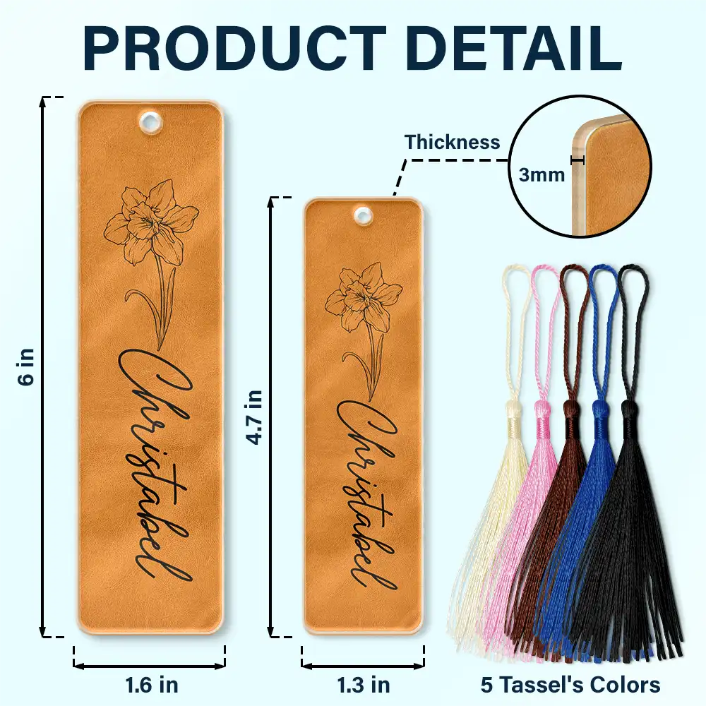 Flower Birth Month & Name - Personalized Acrylic Bookmark - Image 5