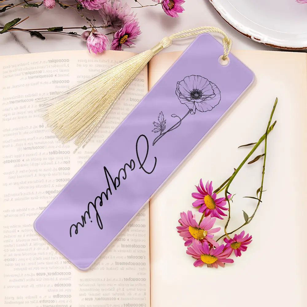 Flower Birth Month & Name - Personalized Acrylic Bookmark - Image 6