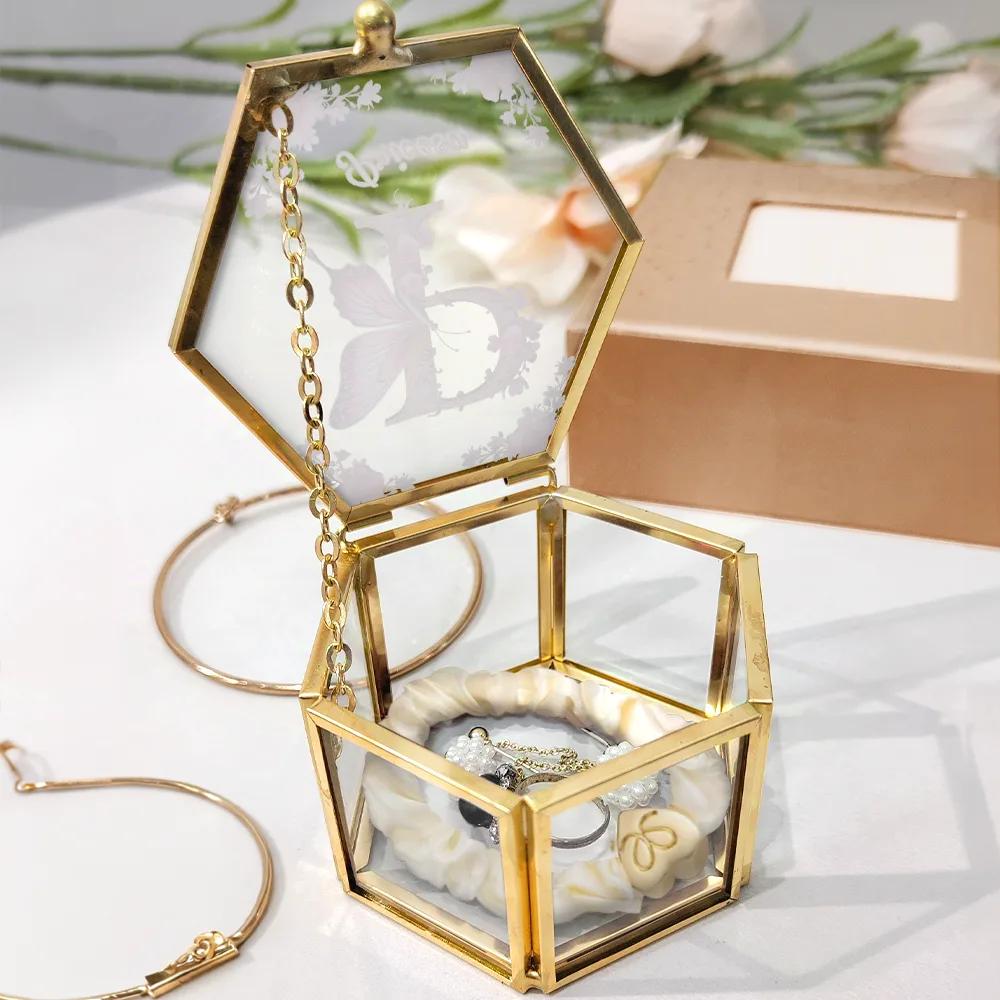 Flower Butterfly Monogram - Personalized Glass Jewelry Box - Image 4