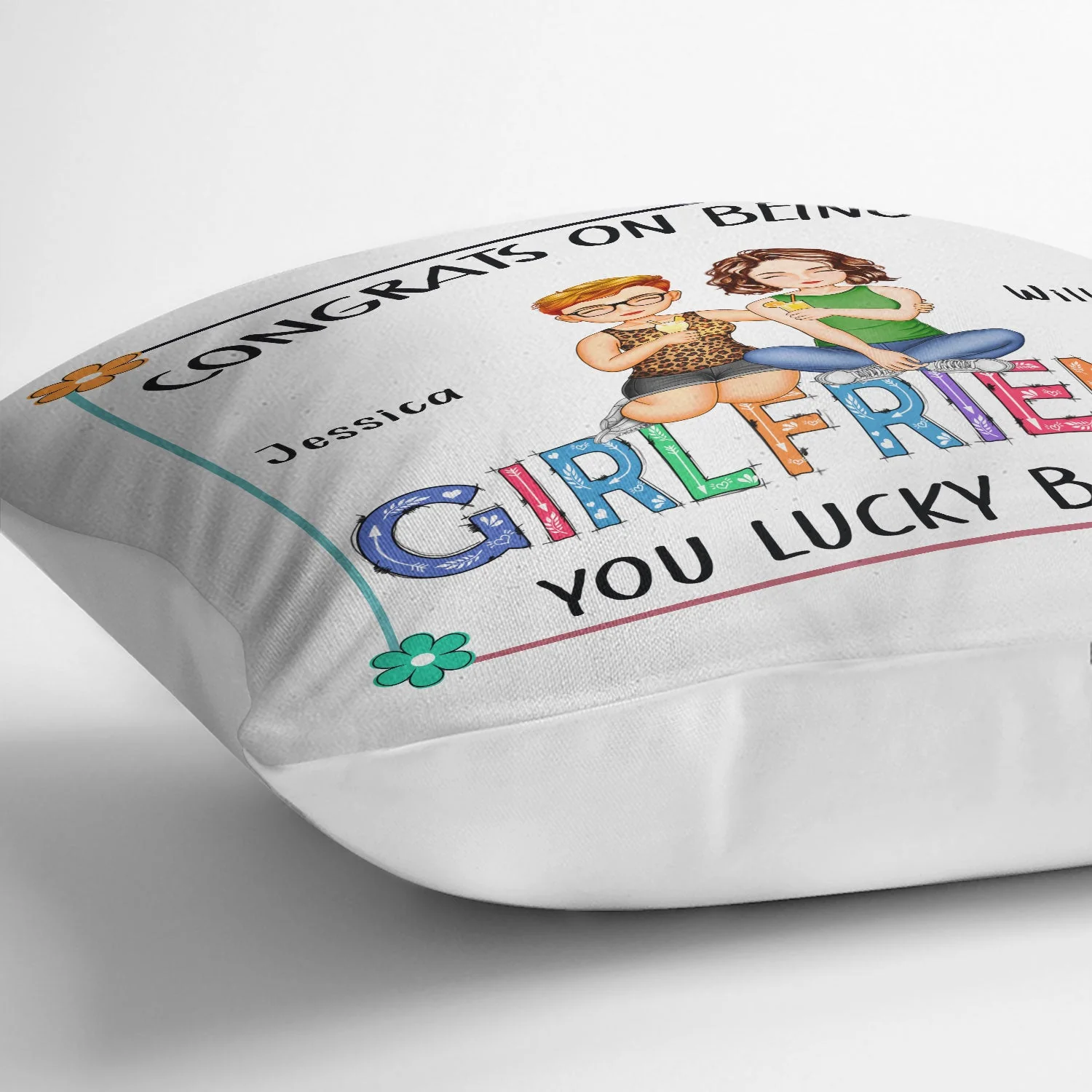 Flower Couple Congrats On Being My Husband - Gift For Couples - Personalized Pillow - Image 3