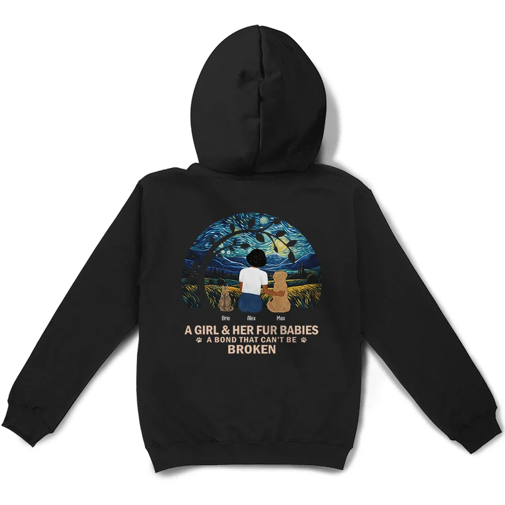 Flower Field A Girl And Her Dog And Cat - Personalized T Shirt - Image 4