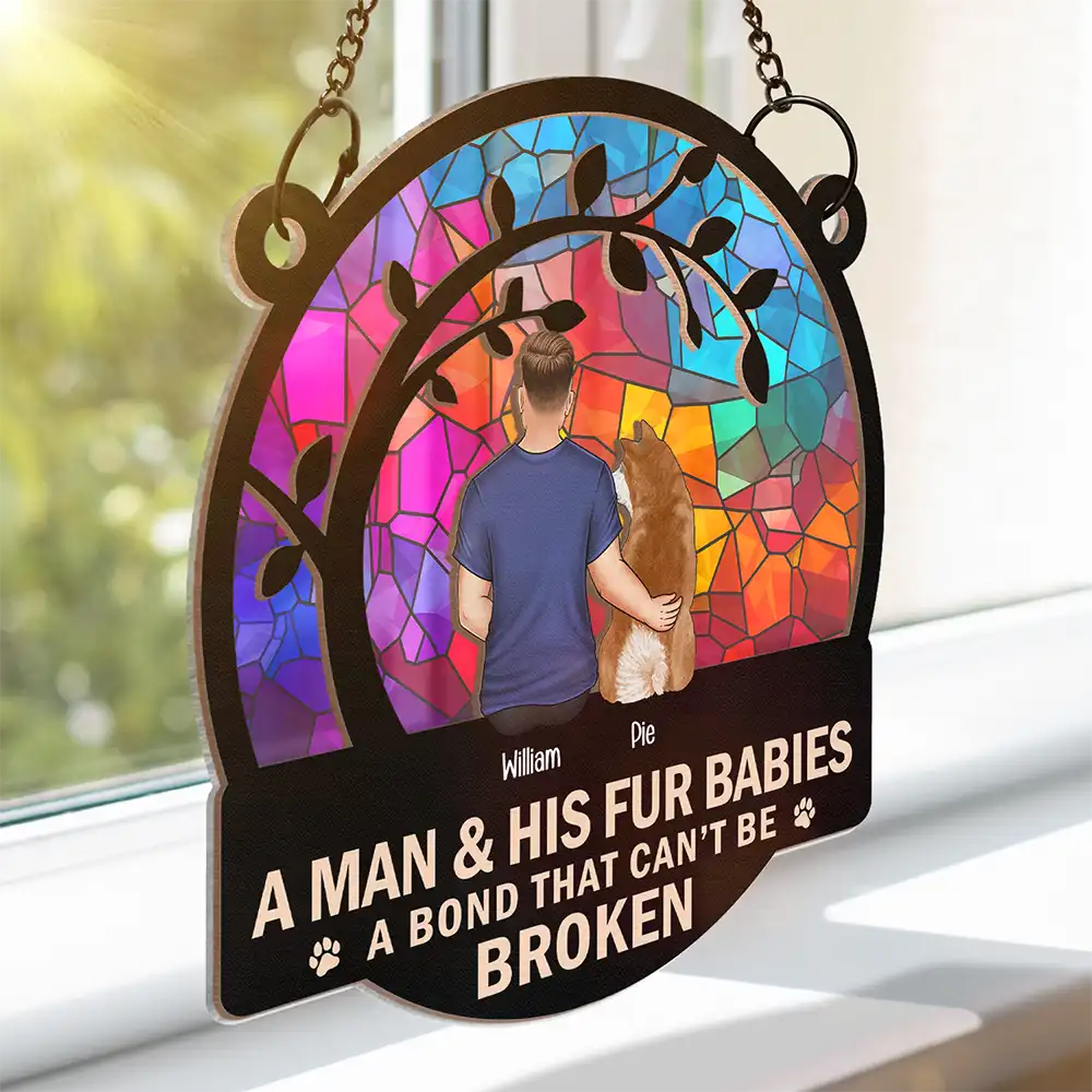 Flower Field A Girl And Her Dog - Personalized Window Hanging Suncatcher Ornament - Image 3
