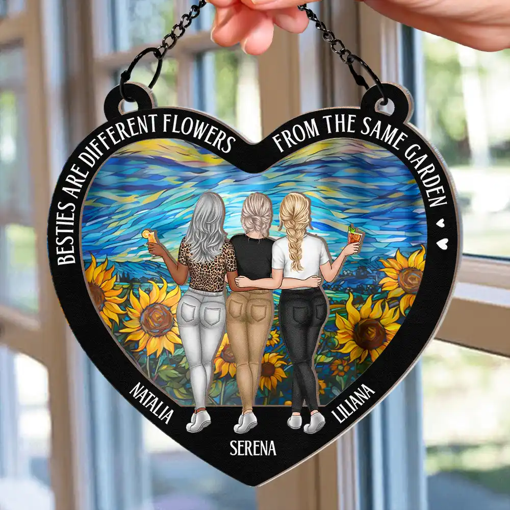 Flower Field Sisters Are Different Flowers From The Same Garden - Personalized Window Hanging Suncatcher Ornament - Image 2