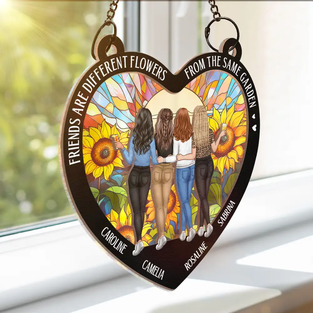 Flower Field Sisters Are Different Flowers From The Same Garden - Personalized Window Hanging Suncatcher Ornament - Image 3