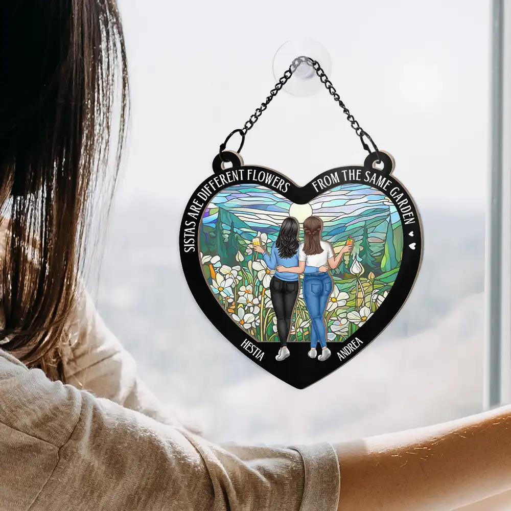 Flower Field Sisters Are Different Flowers From The Same Garden - Personalized Window Hanging Suncatcher Ornament - Image 4