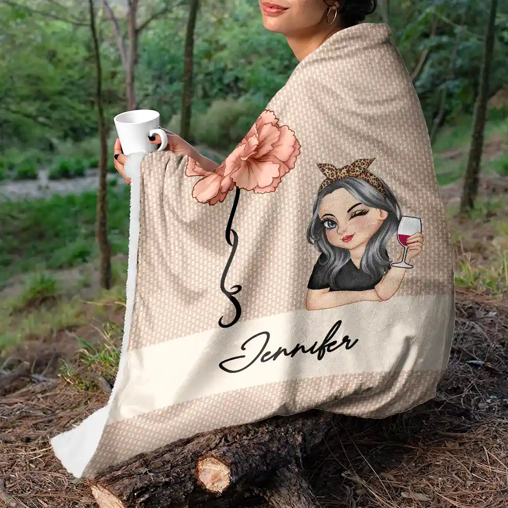 Flower Month & Name - Personalized Fleece Blanket, Sherpa Blanket - Image 5