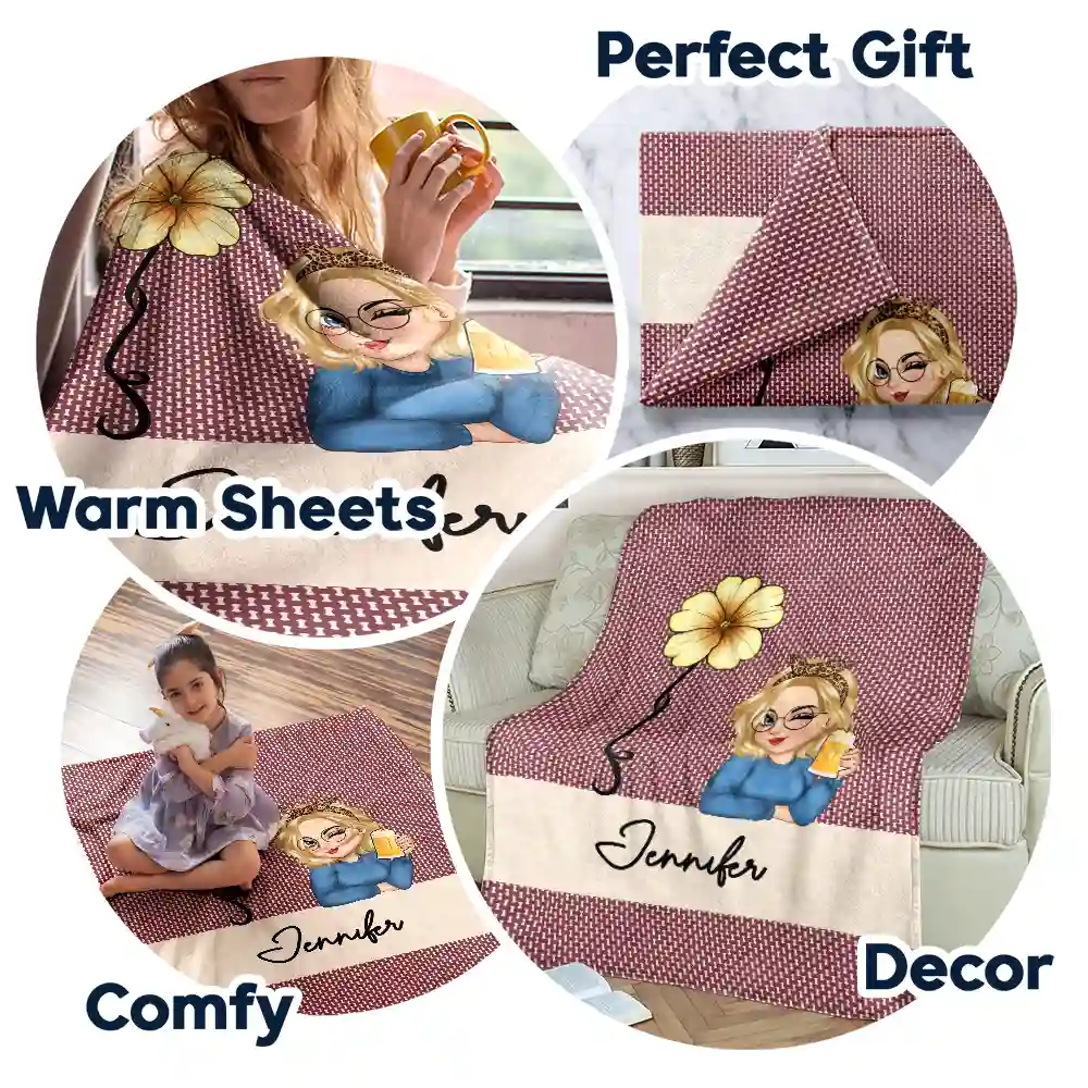 Flower Month & Name - Personalized Fleece Blanket, Sherpa Blanket - Image 7