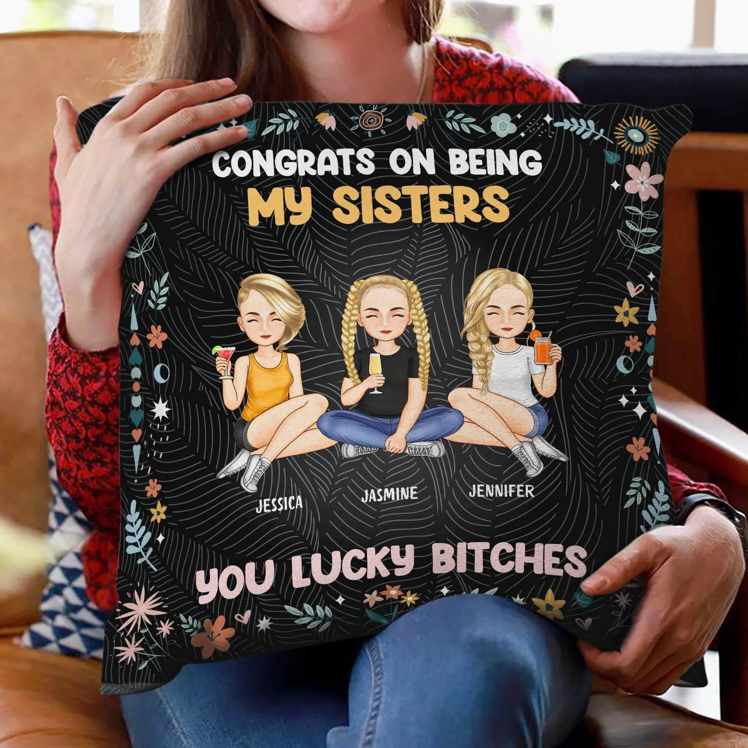 Flower To My Bestie Congrats On Being My Bestie - Gift For Bestie - Personalized Pillow - Image 2
