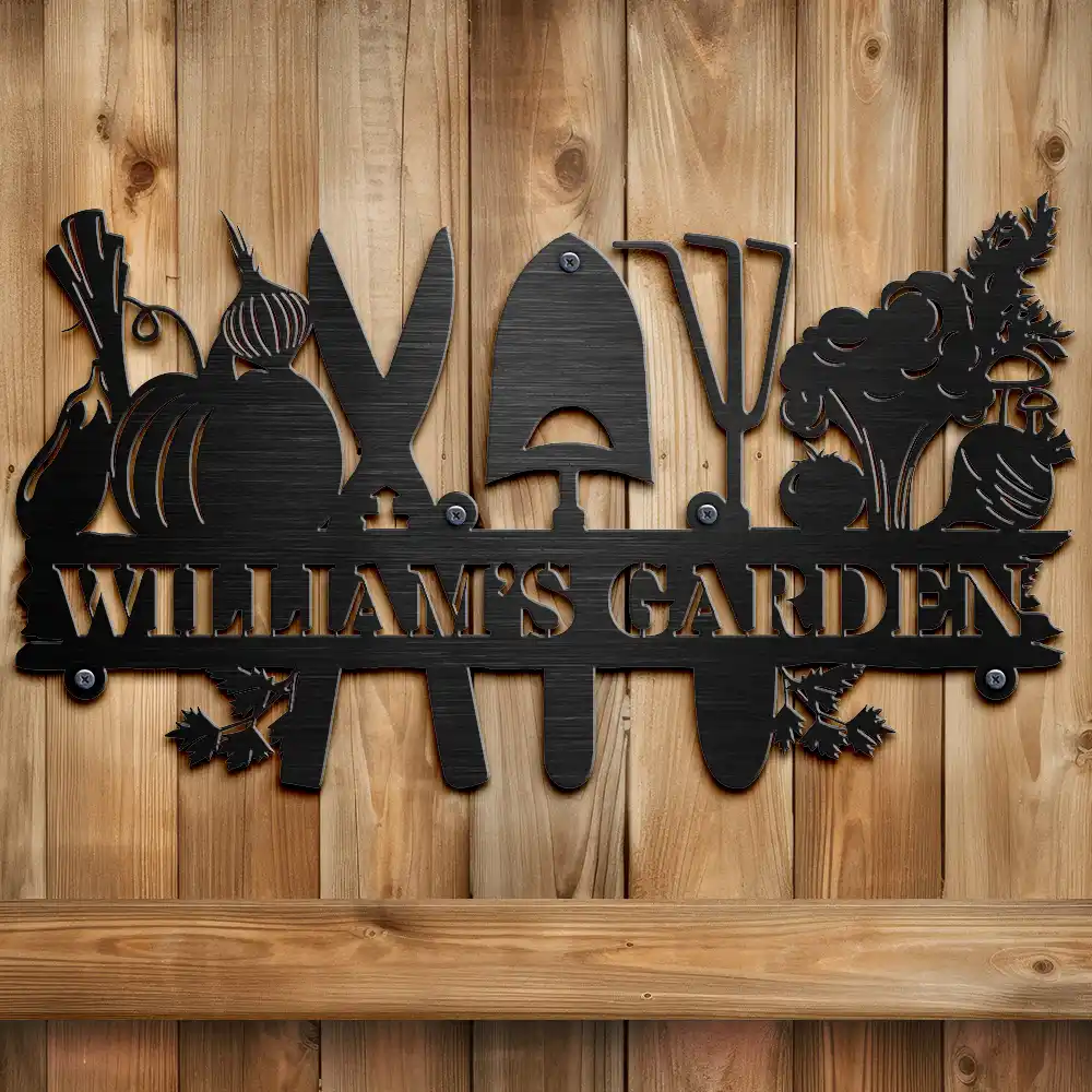 Flower Vegetable Garden - Personalized Cutout Metal Sign - Image 2