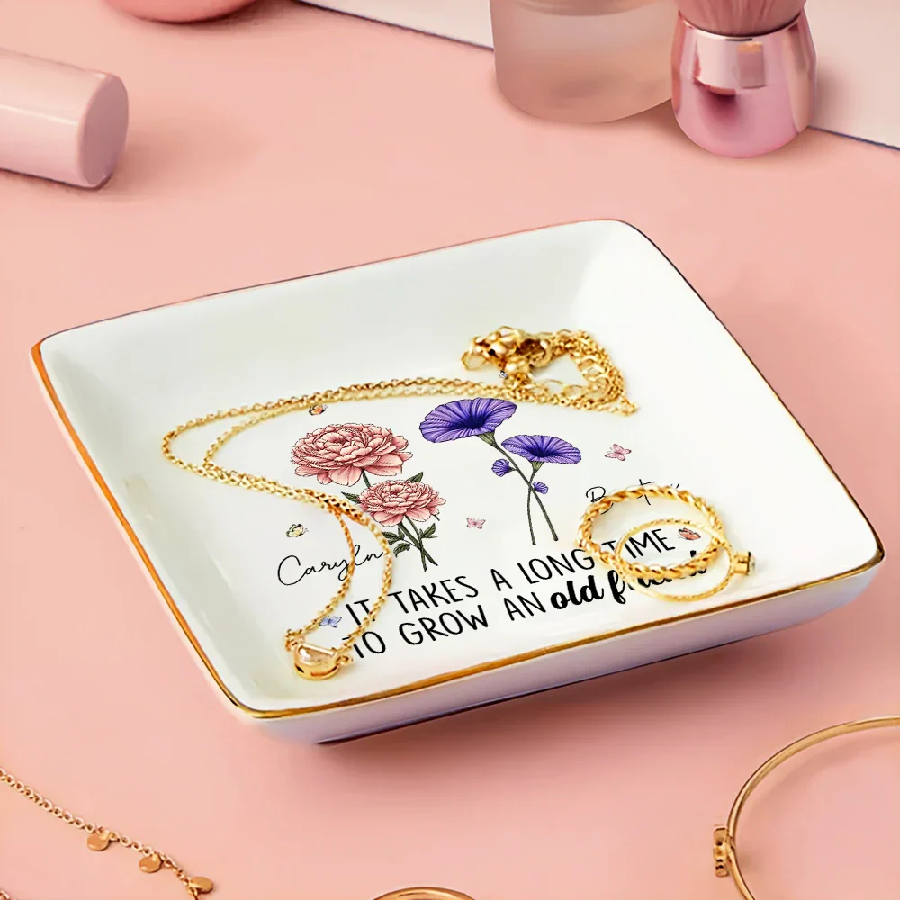 Flowers It Takes A Long Time - Personalized Ring Dish - Image 3