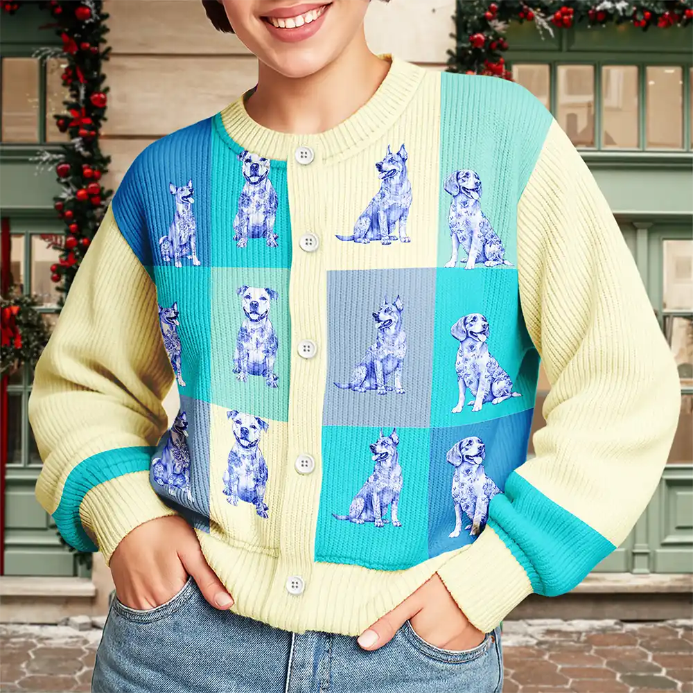 Flowers Toile Dog - Personalized Cardigan - Image 3