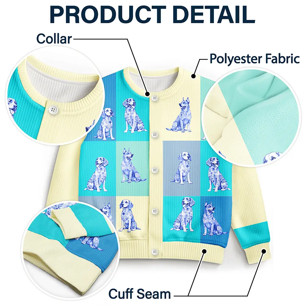 Flowers Toile Dog - Personalized Cardigan - Image 5