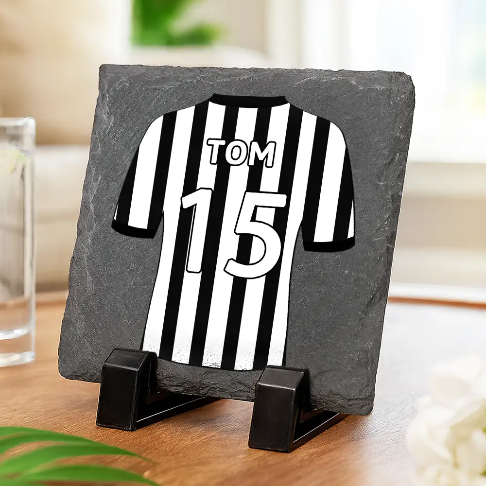 Football Shirt Dad Grandpa Kid - Personalized Slate Coaster - Image 3