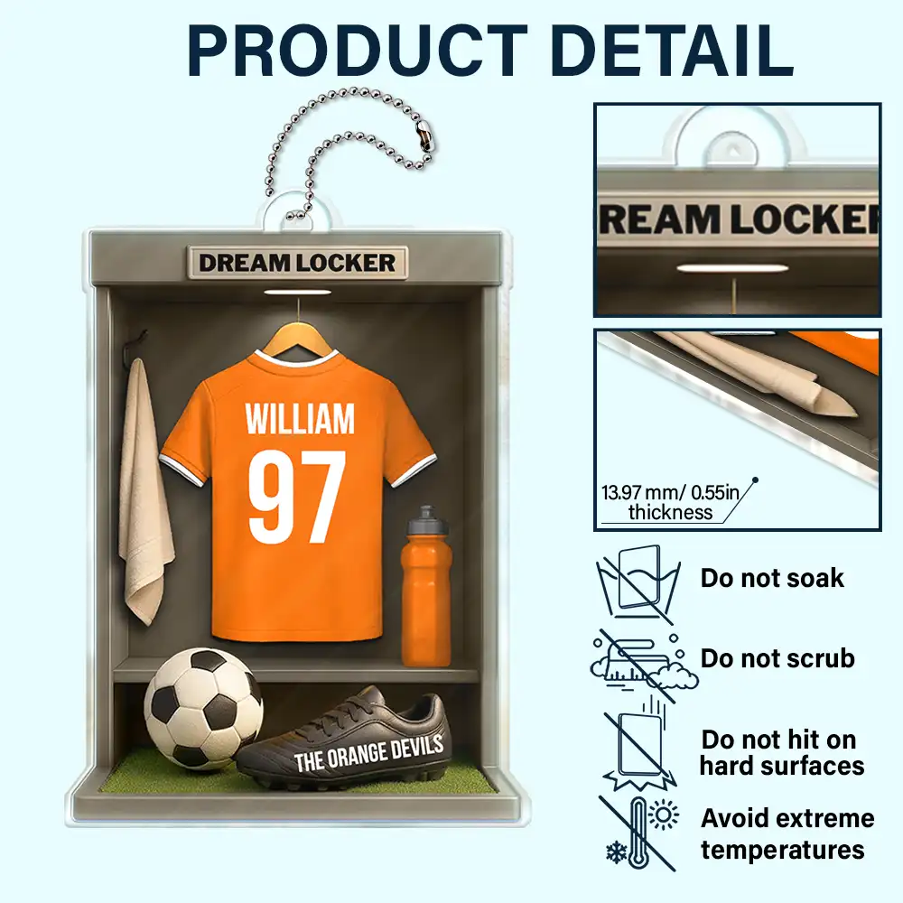 Football Soccer Locker 3D Effect - Personalized Acrylic Car Hanger - Image 5