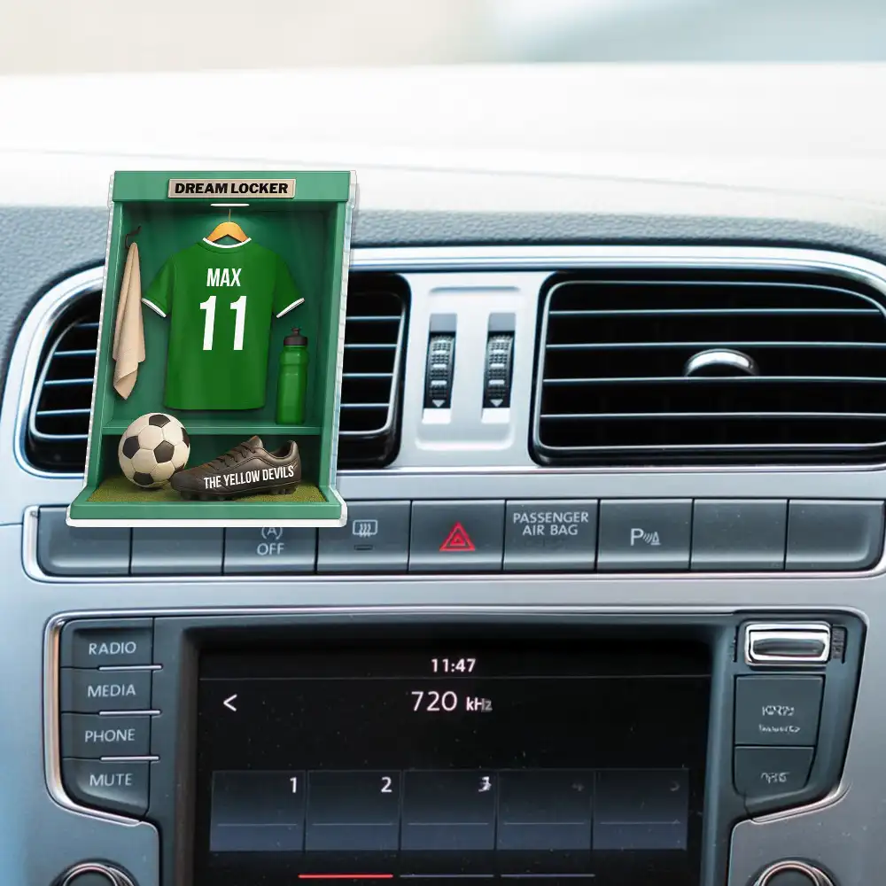 Football Soccer Locker 3D Effect - Personalized Acrylic Car Vent Clip - Image 2