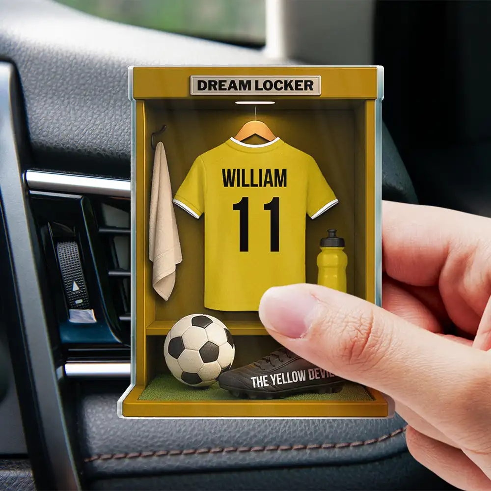 Football Soccer Locker 3D Effect - Personalized Acrylic Car Vent Clip - Image 4