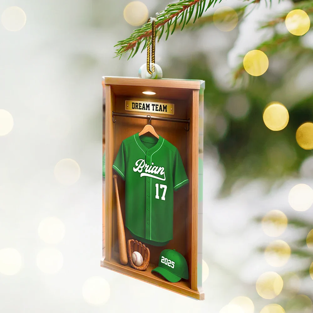 Football Soccer Locker 3D Effect - Personalized Custom Shaped Acrylic Ornament - Image 3