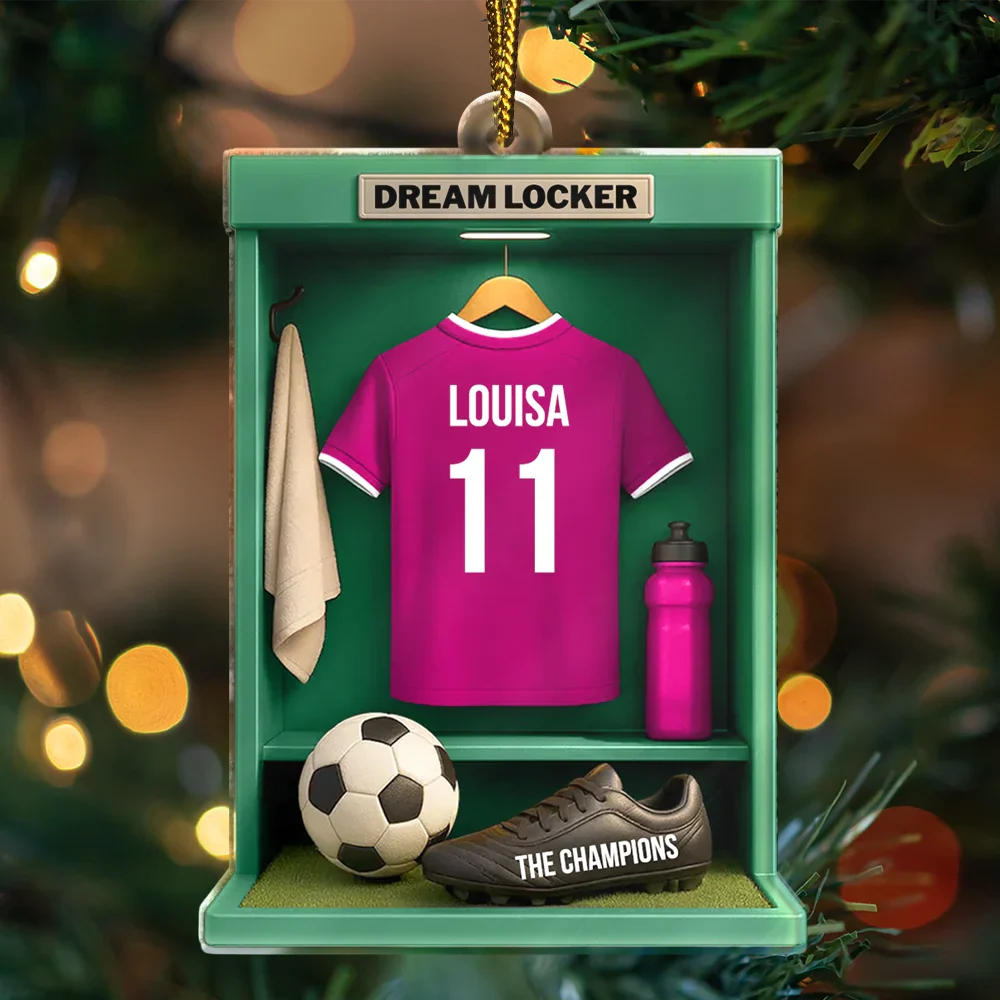 Football Soccer Locker 3D Effect - Personalized Custom Shaped Acrylic Ornament - Image 4