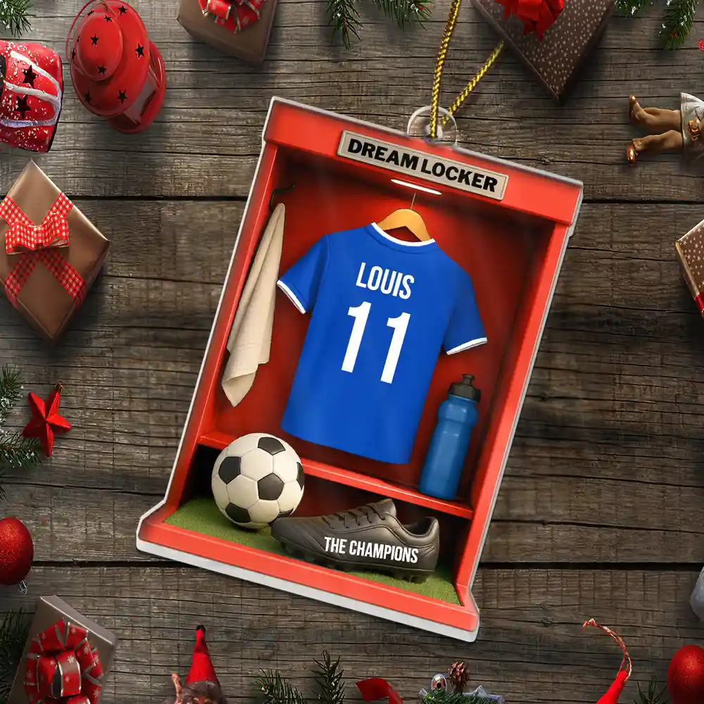 Football Soccer Locker 3D Effect - Personalized Custom Shaped Acrylic Ornament - Image 6