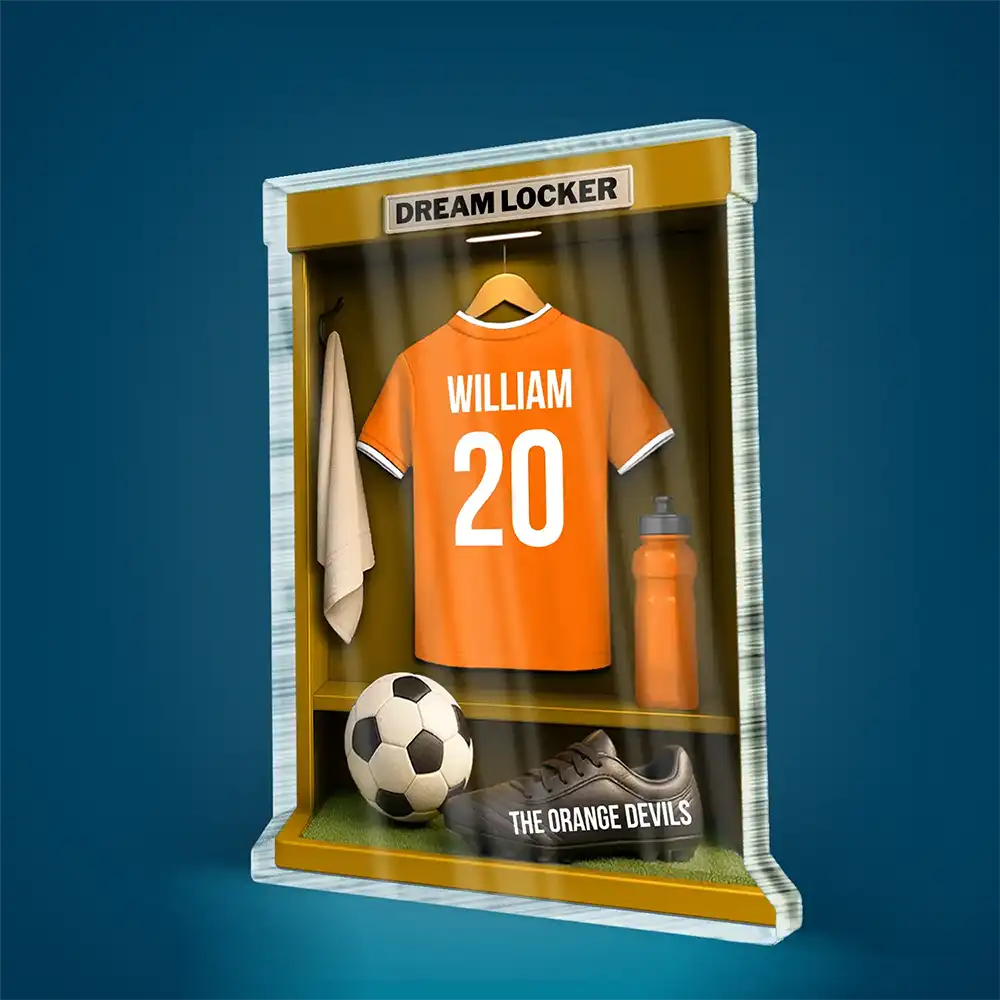 Football Soccer Locker 3D Effect - Personalized Custom Shaped Acrylic Plaque - Image 2
