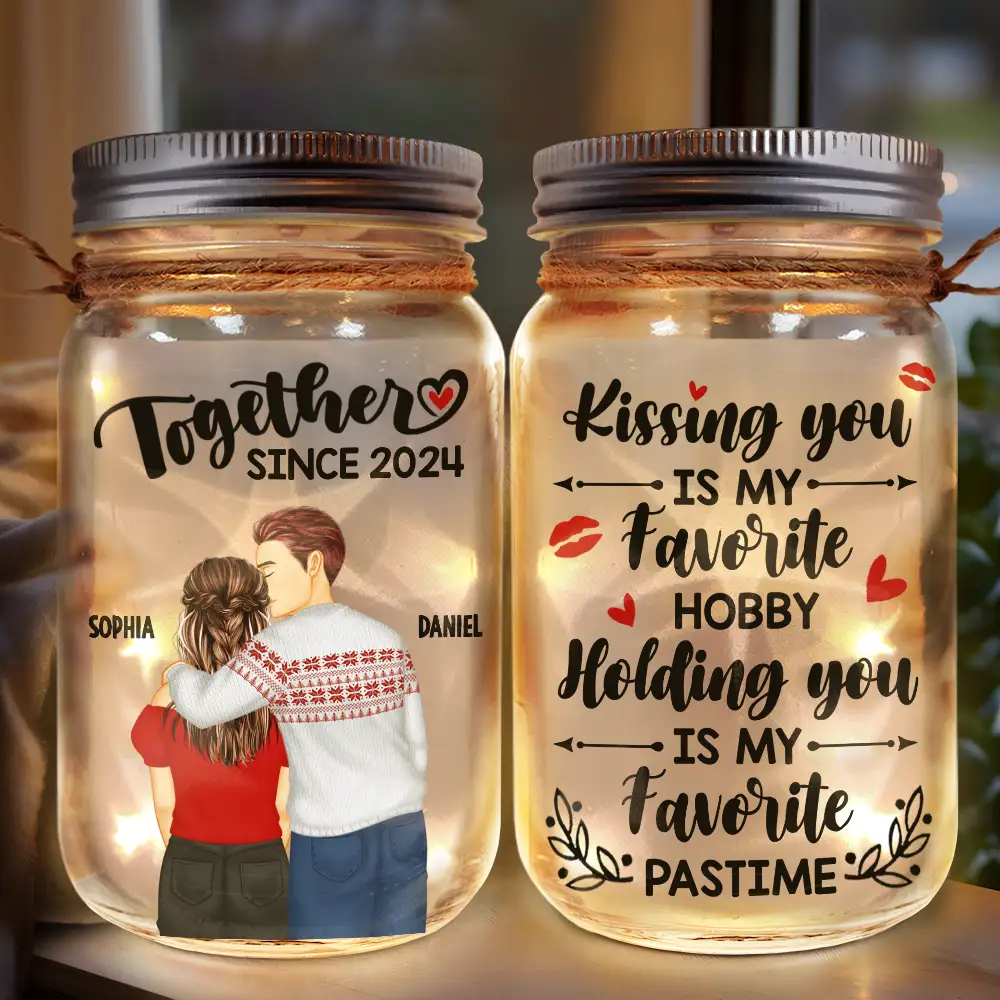 Forehead Kissing Couple Our Memories Are Countless Our Love Is Endless - Personalized Mason Jar Light - Image 2