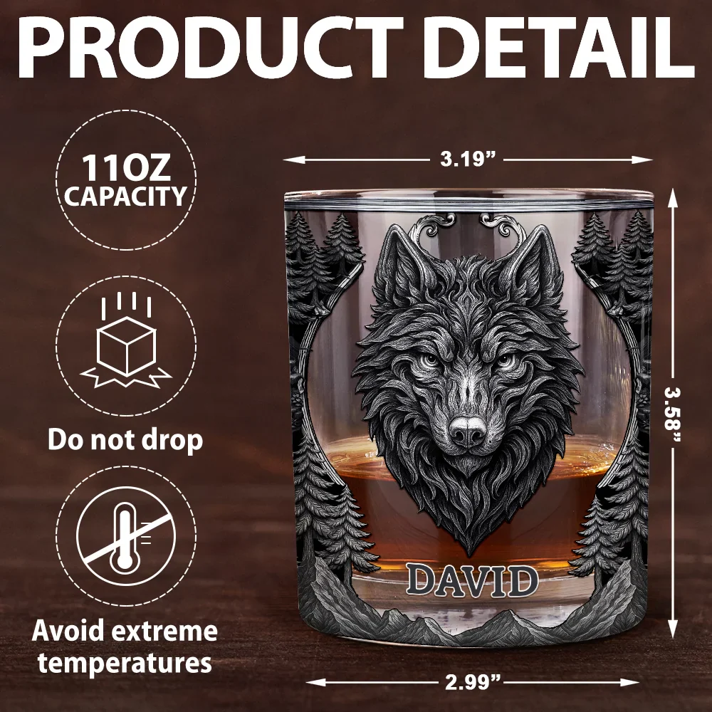 Forest Alpha Wolf Favorite Spirit Is Whiskey - Personalized Whiskey Glass - Image 5