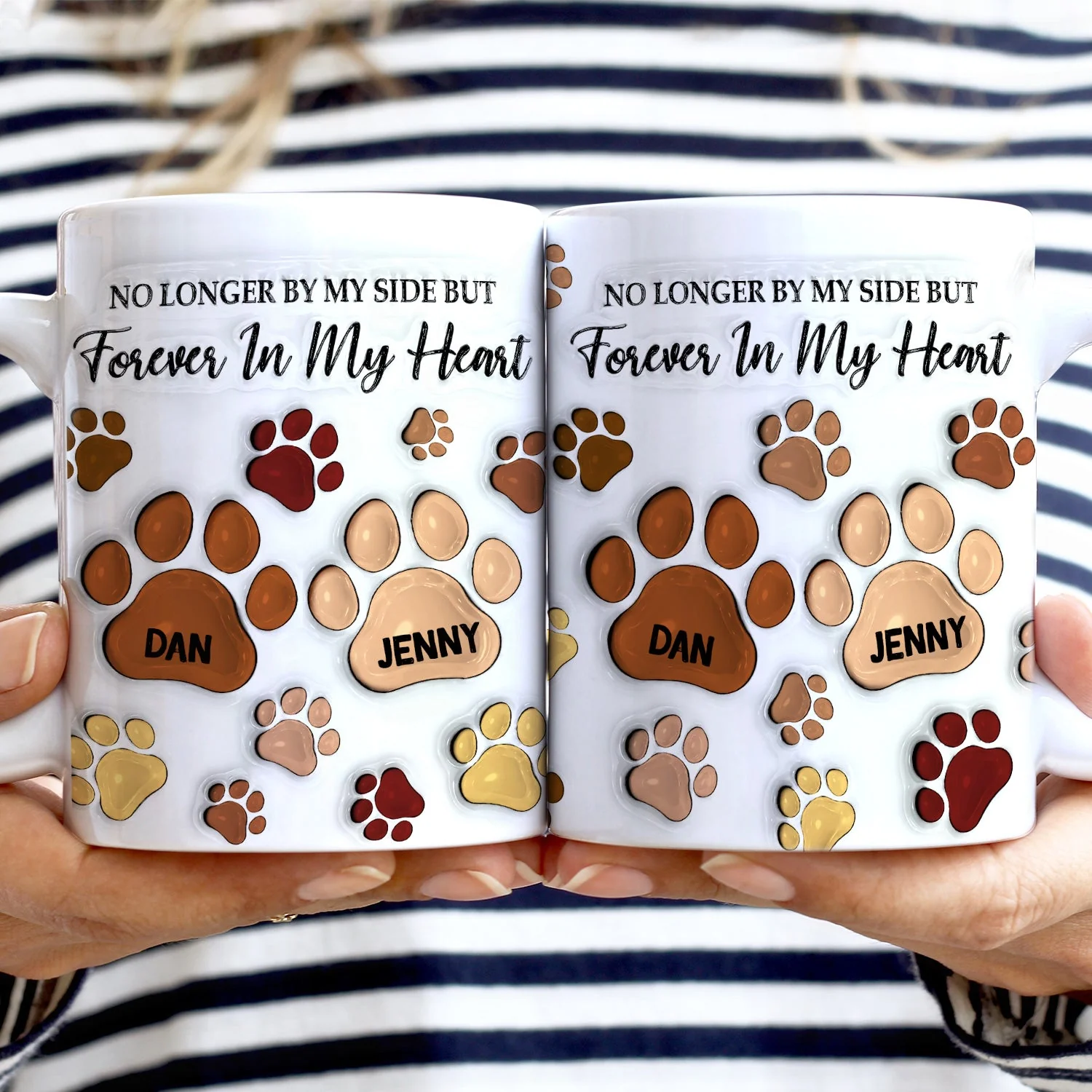 Forever In My Heart - Memorial Gift For Dog Lovers, Cat Lovers - 3D Inflated Effect Printed Mug, Personalized White Edge-to-Edge Mug - Image 2