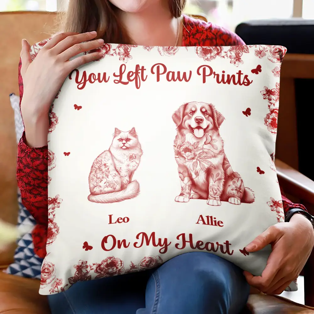Forever In My Heart Toile Dog Cat Memorial - Personalized Pillow - Image 2