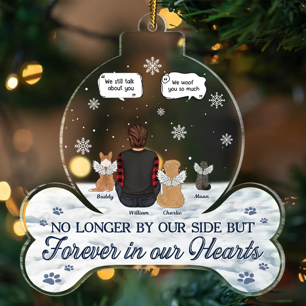 Forever In Our Hearts Pet Memorial - Personalized Custom Shaped Acrylic Ornament - Image 3