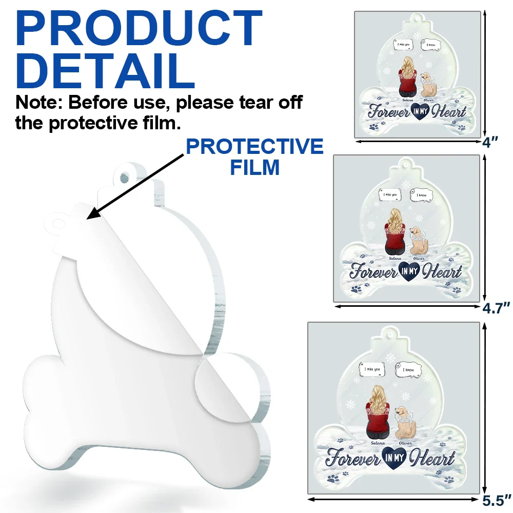 Forever In Our Hearts Pet Memorial - Personalized Custom Shaped Acrylic Ornament - Image 6