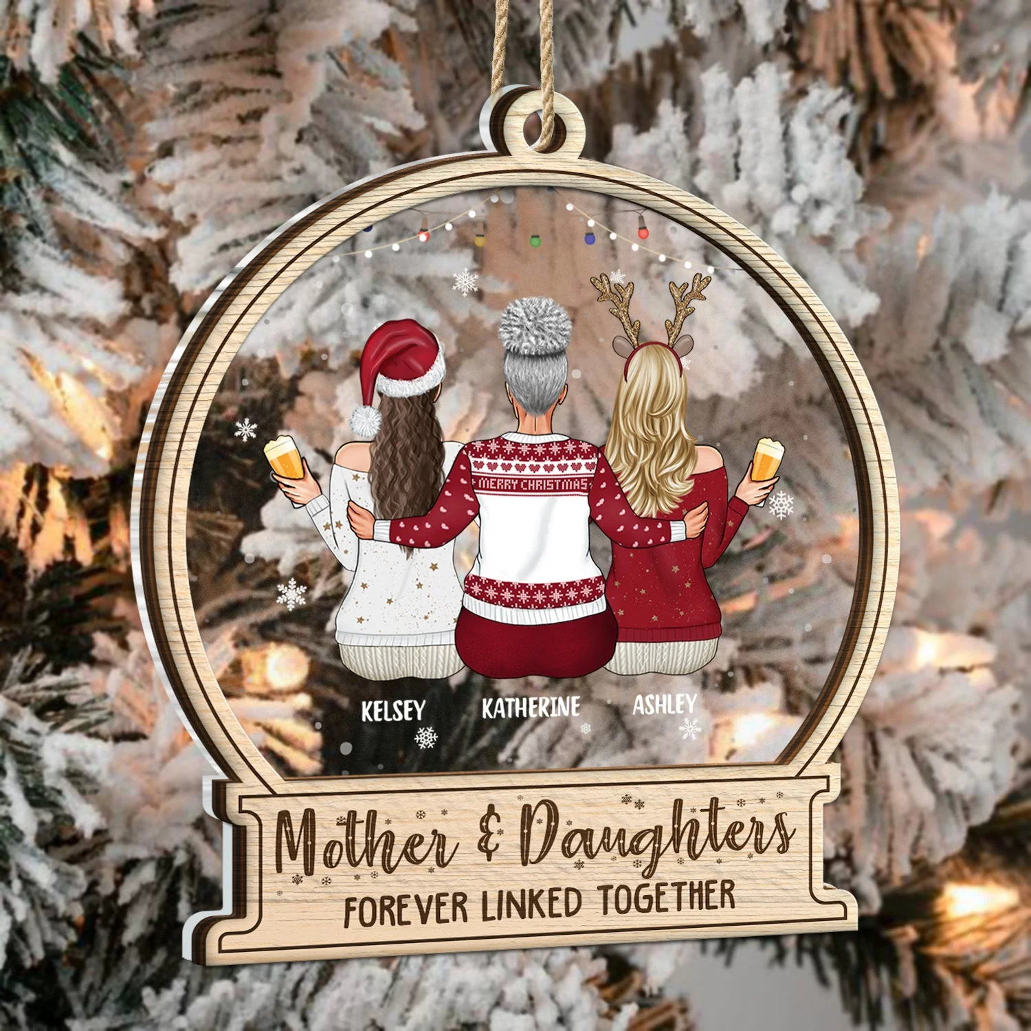 Forever Linked Together - Christmas Gift For Mother Daughter - Personalized 2-Layered Mix Ornament - Image 3