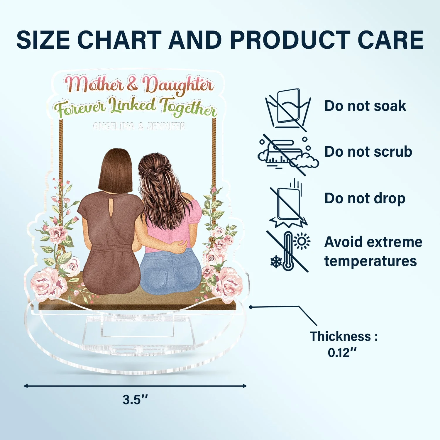 Forever Linked Together - Gift For Mother Daughter - Personalized Acrylic Shaking Stand - Image 5