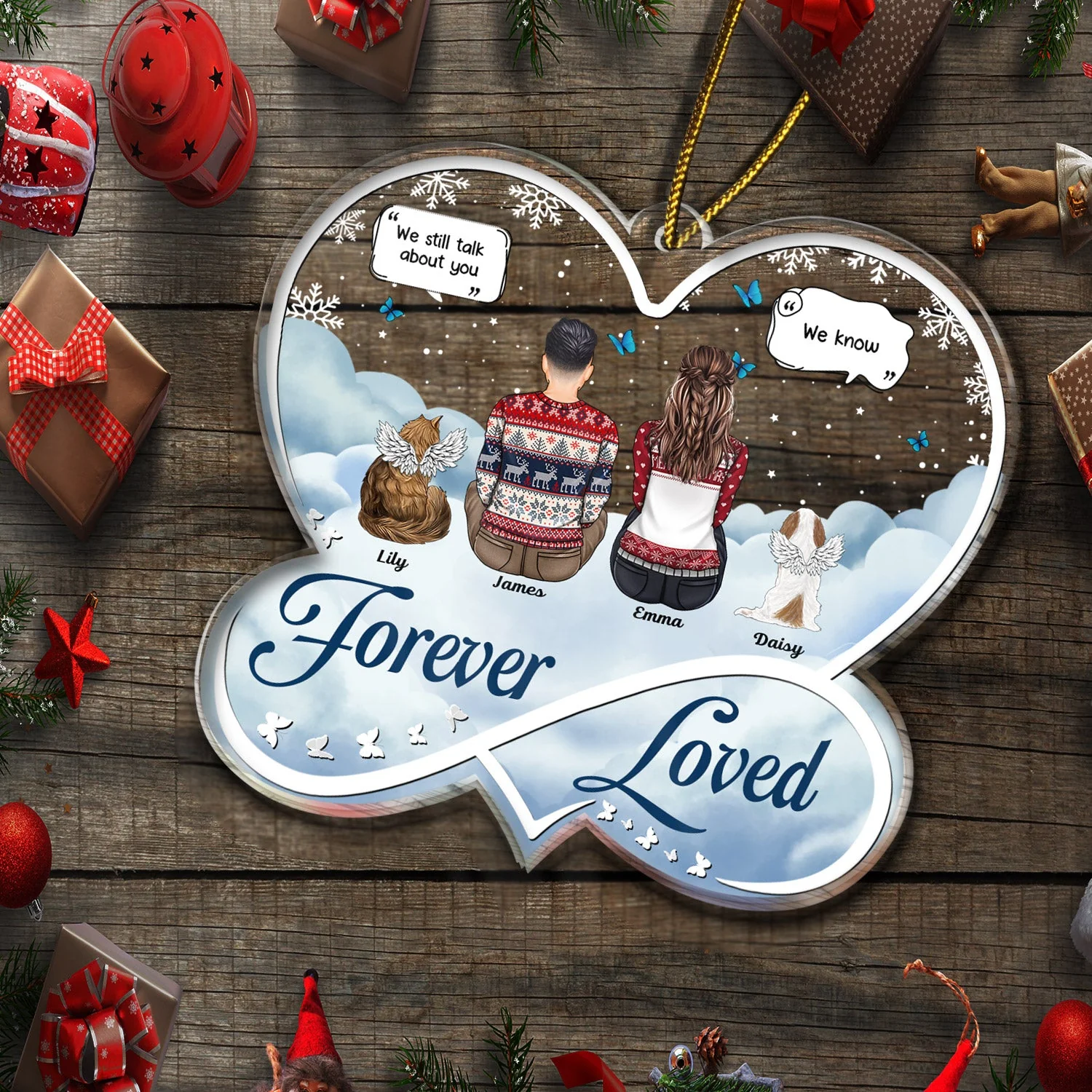 Forever Loved - Christmas Memorial Gift For Pet Lovers, Dog Mom, Dog Dad, Cat Mom, Cat Dad - Personalized Custom Shaped Acrylic Ornament - Image 5