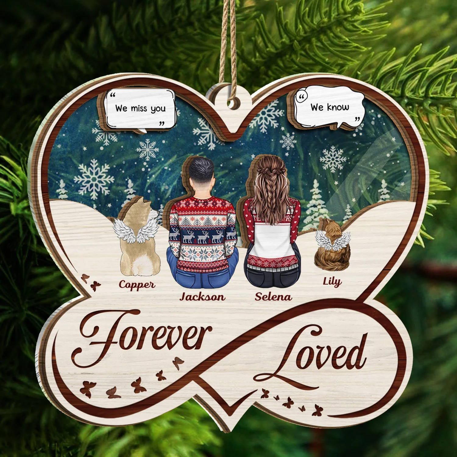Forever Loved - Christmas Memorial Gift For Pet Lovers, Dog Mom, Dog Dad, Cat Mom, Cat Dad - Personalized Suncatcher Ornament - Image 3