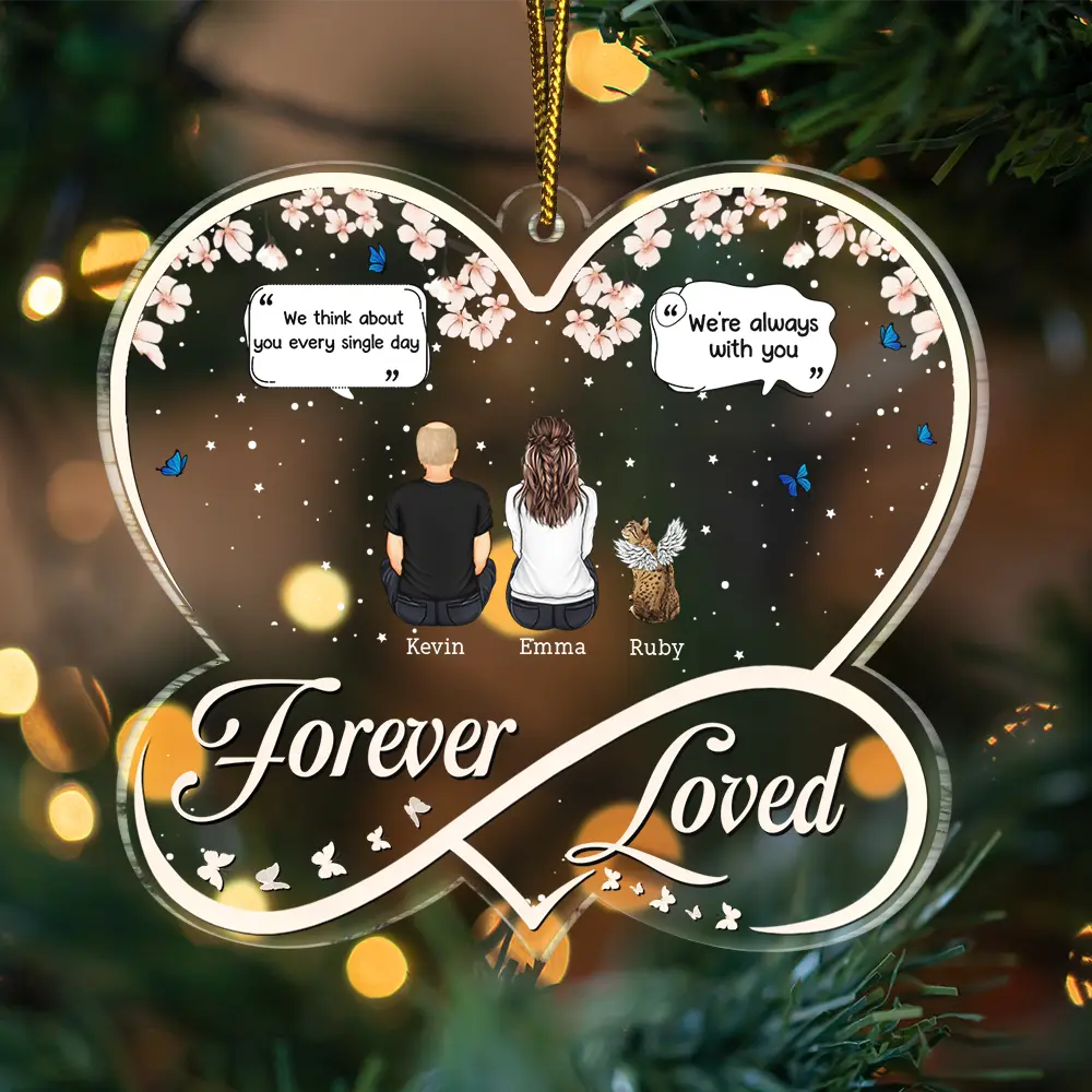 Forever Loved Memorial Dog Cat - Personalized Custom Shaped Acrylic Ornament - Image 3