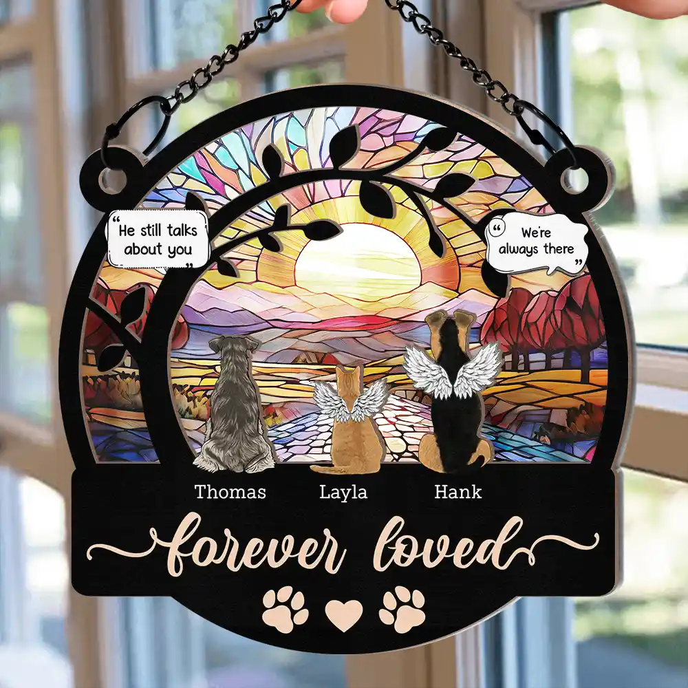 Forever Loved Memorial Pet - Personalized Window Hanging Suncatcher Ornament - Image 2