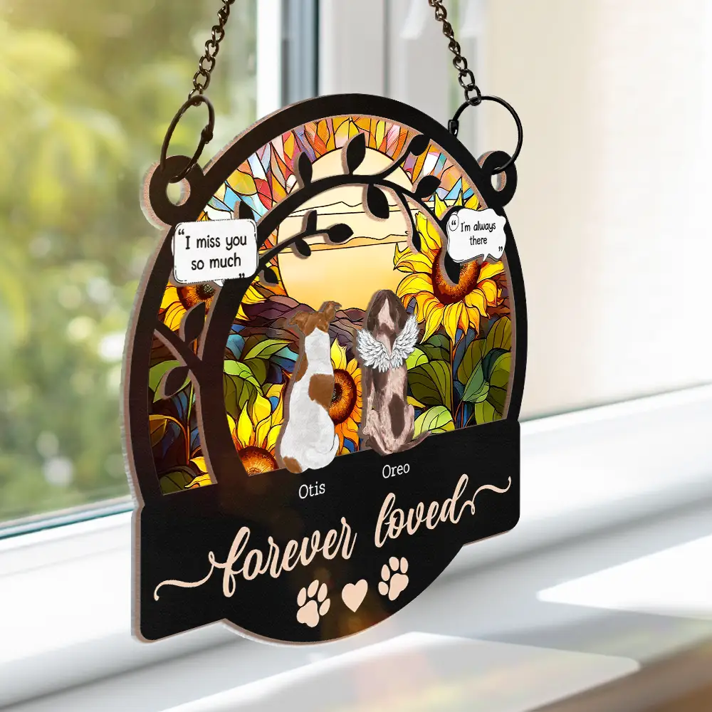 Forever Loved Memorial Pet - Personalized Window Hanging Suncatcher Ornament - Image 3