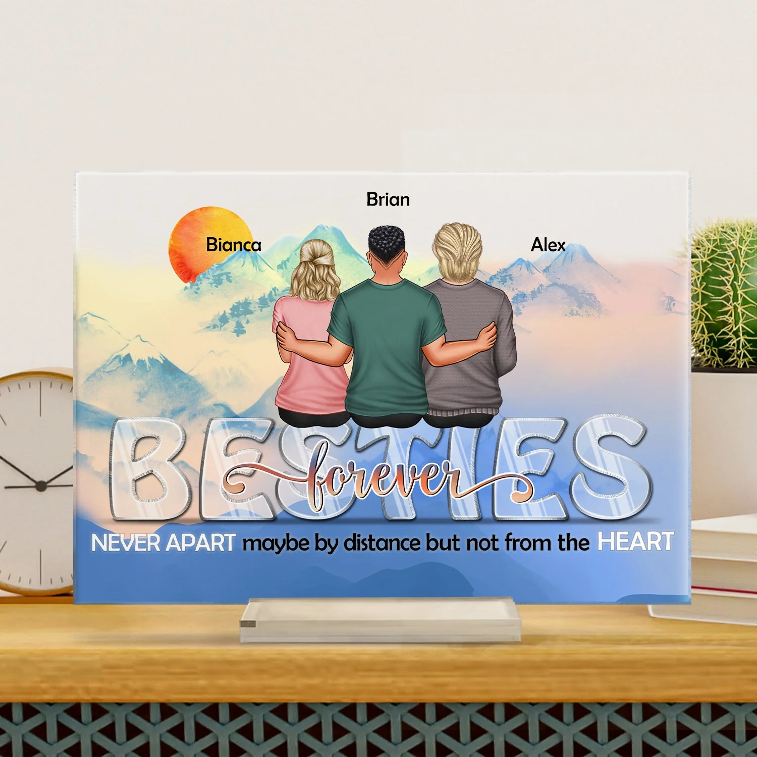 Forever Never Apart Not From The Heart - Birthday, Loving Gift For Sister, Brother, Siblings, Family, Bestie - Personalized Custom Horizontal Rectangle Acrylic Plaque - Image 3
