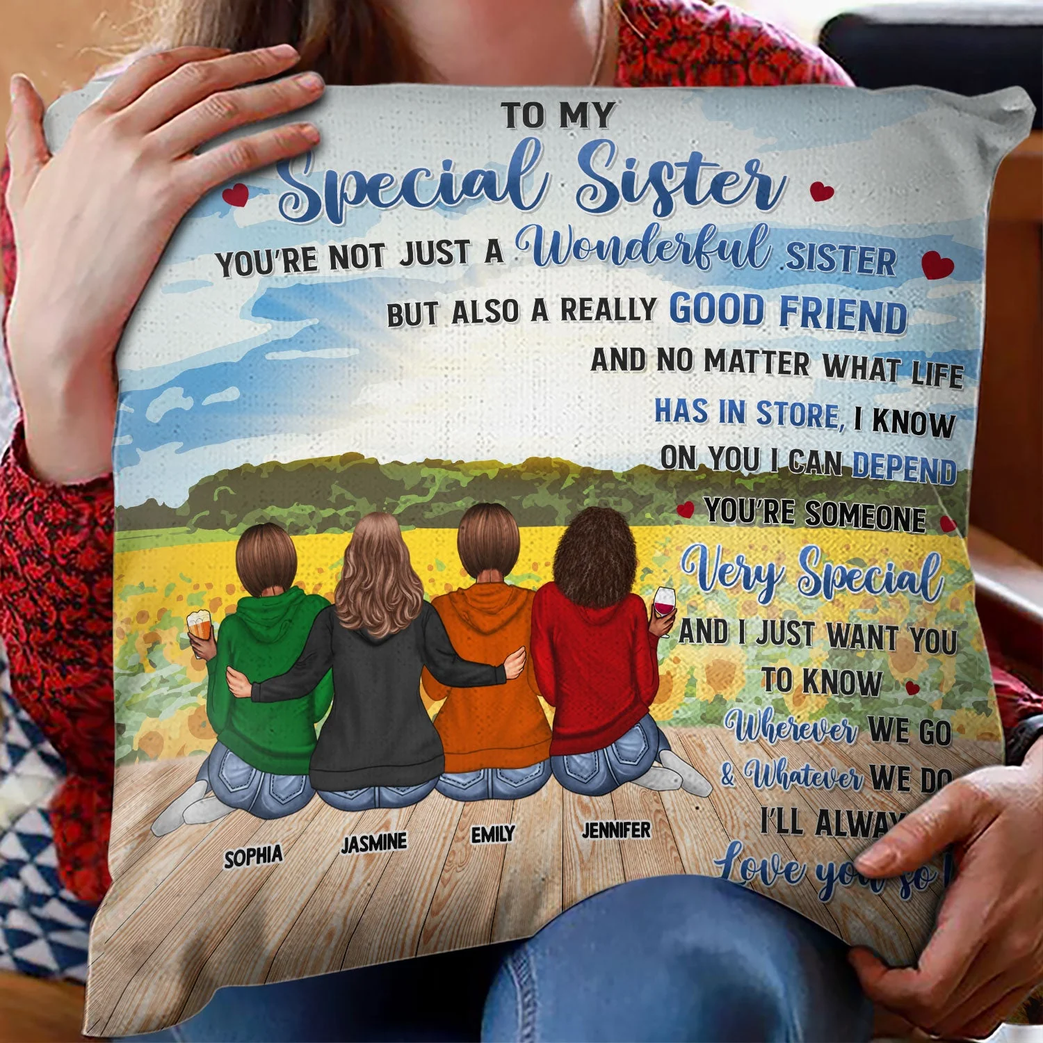 Forever You Are My Sister - Gift For Sisters - Personalized Custom Pillow - Image 2