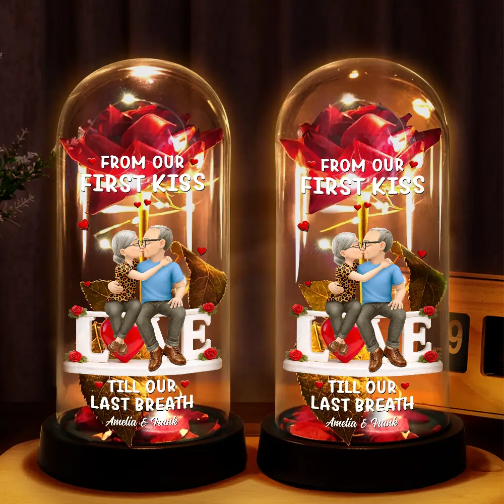 Forever Yours 3D Effect Flannel Couple - Personalized Everlasting Rose Dome Lamp - Image 2