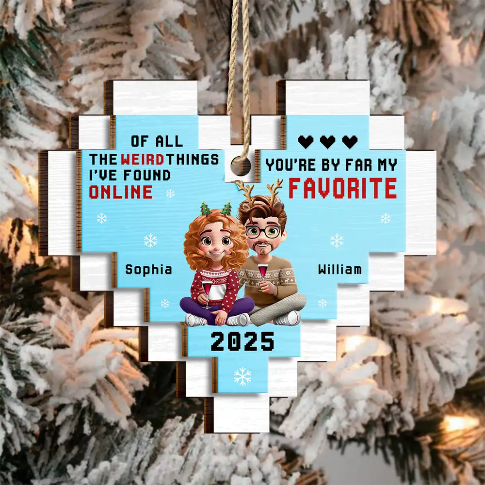 Found Love Online - Personalized 2-Layered Wooden Ornament - Image 3