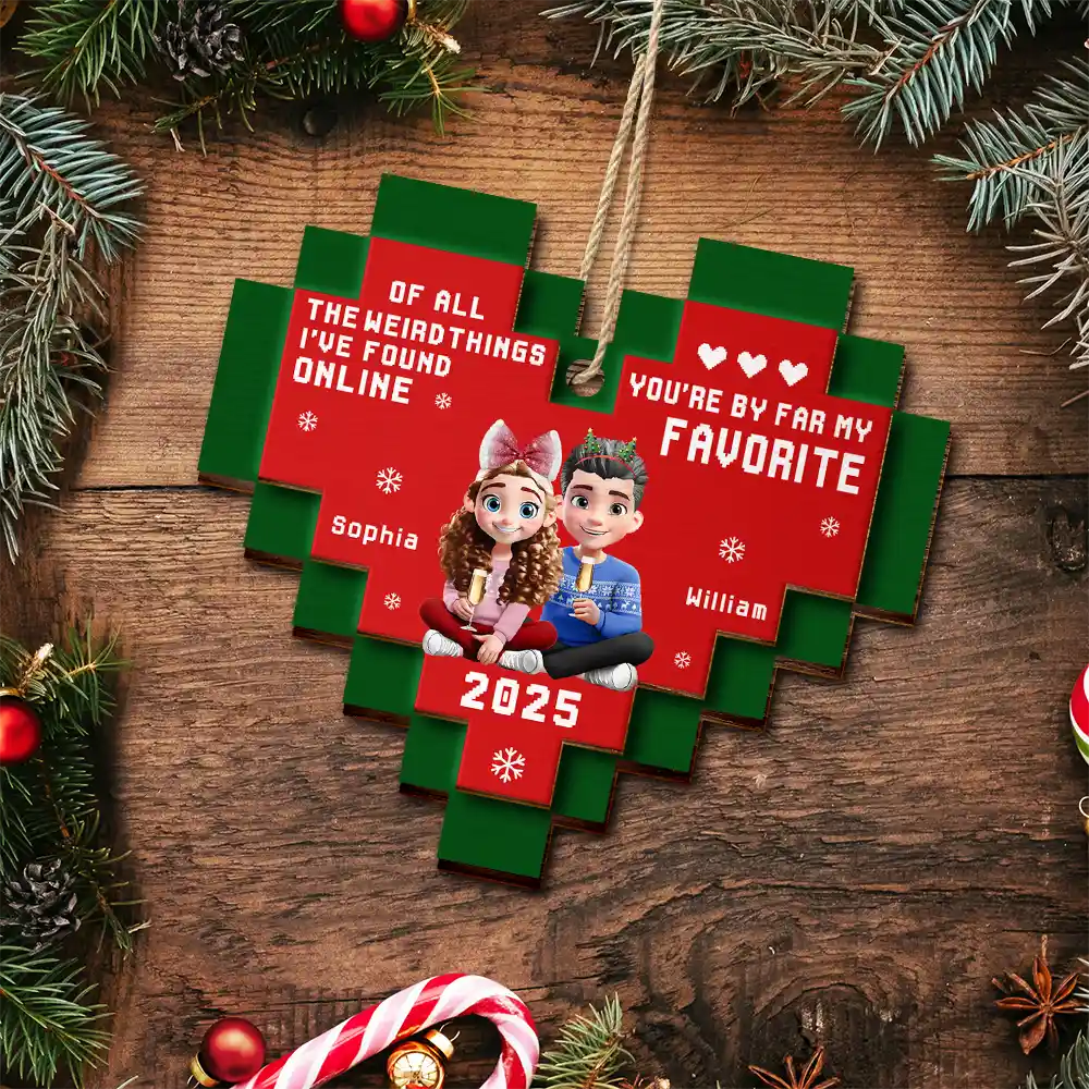 Found Love Online - Personalized 2-Layered Wooden Ornament - Image 4