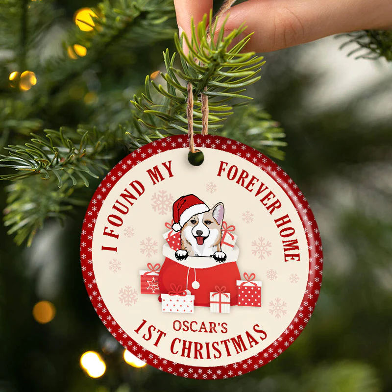 Found My Forever Home - Christmas Gift For Dog Lover - Personalized Custom Circle Ceramic Ornament - Image 3
