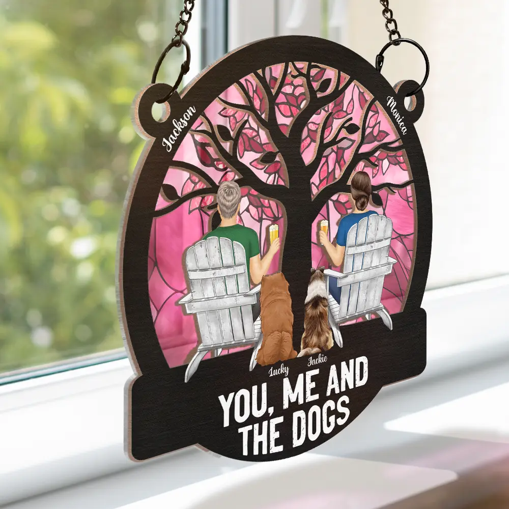 Four Seasons You, Me And The Dog - Personalized Window Hanging Suncatcher Ornament - Image 3
