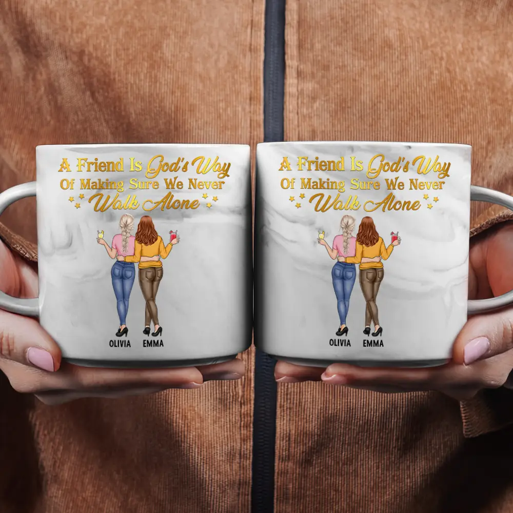 Friend Is God's Way - Personalized Marble Mug - Image 2