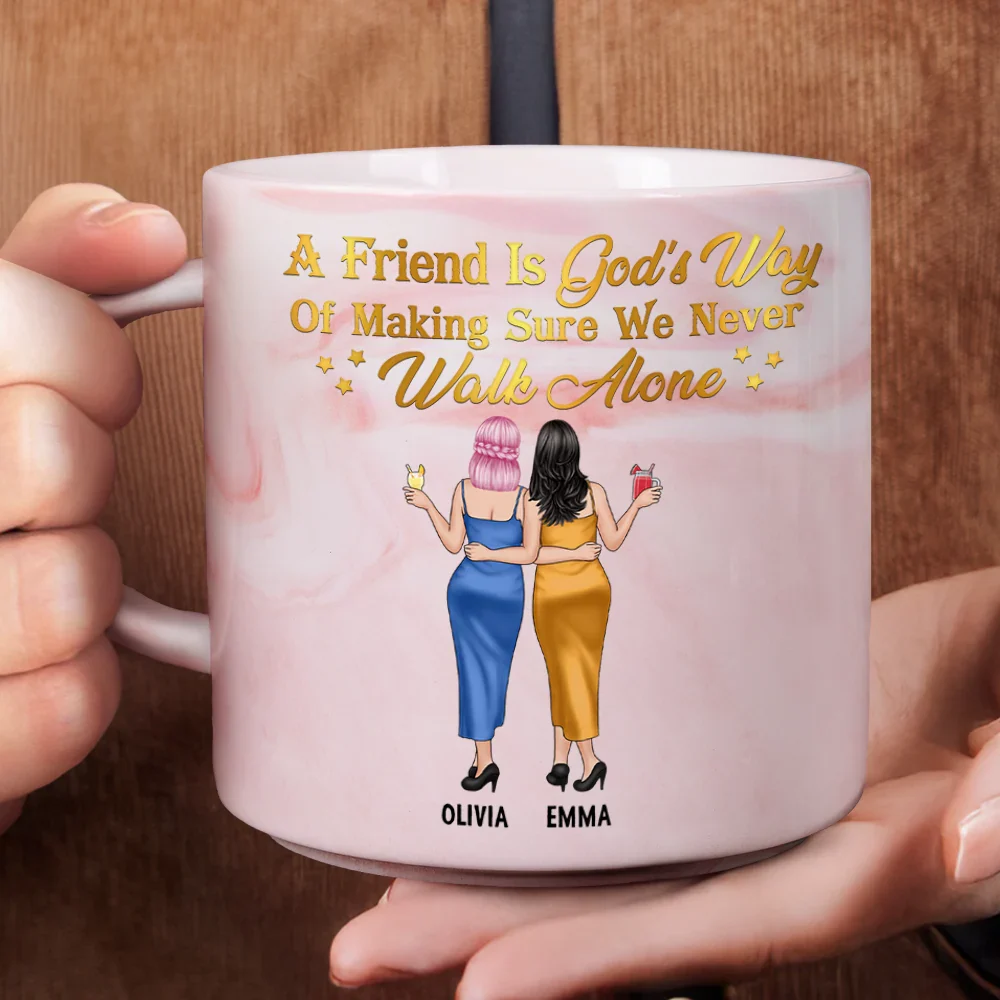 Friend Is God's Way - Personalized Marble Mug - Image 4